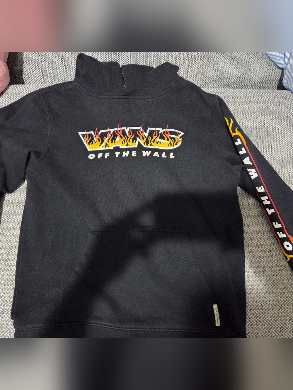 Kids Vans Black Hoodie with Flame Logo